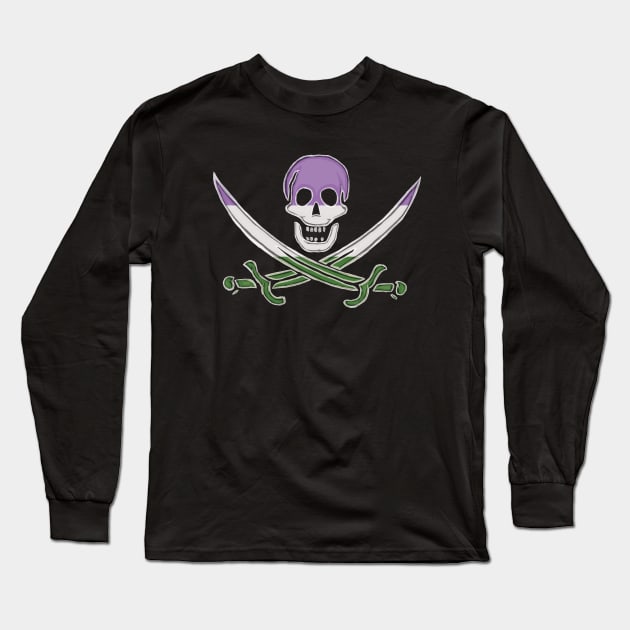 Genderqueer Pirate Pride (darkMode) Long Sleeve T-Shirt by BeSmartFightDirty